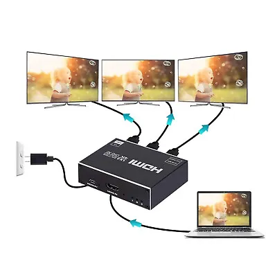 1x3 HDMI Splitter 1 In 3 Out HDMI Splitter Audio Video Splitter Box 4 Ports • £17.62