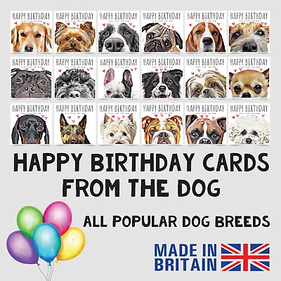 Happy Birthday Card From The Dog Cute Pet Wife Mum Mother Mom Popular Dog Breeds • £3.25