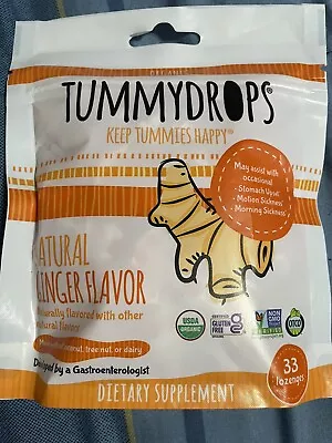 USDA Organic Ginger Tummydrops (Resealable Bag Of 33 Individually Wrapped Drops) • $8