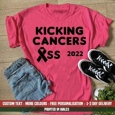 Ladies Kicking Cancers Ass 2022 T Shirt Race Training Run For Life Charity Top • £14.99