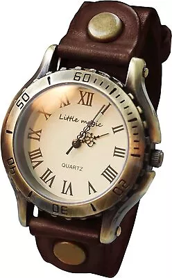 Little Magic Watch Antique Style M Dark Brown Genuine Leather Waterproof Japan • $96.94