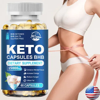 KETO BHB 15000mg Ketone FAT BURNER RAPID Weight Loss Diet Pills Ketosis 60 Caps • $12.99