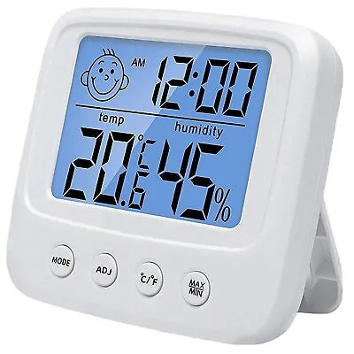 $8.61 • Buy Hygrometer Room Thermometer - Humidity & Temperature Monitor - White LCD