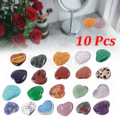 £5.06 • Buy 10 Pcs Heart-shaped Natural Quartz Pocket Palm Healing Gemstone Crystal Stones
