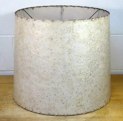 Vtg Mid Century Modern 1950's Fiberglass Drum Shade White Gold Star 15 X18  • $60