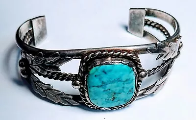 Rare Vintage Navajo Mirrored Leaf Sterling Native American Jewelry Turquoise • $125