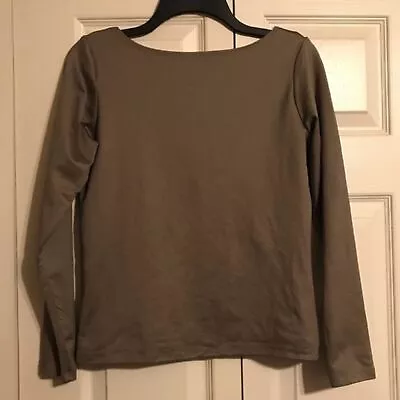 A'NUE LIGNE Medium Gray Green Shirt Shimmer Shirt Long Sleeve Layering Basic • $18