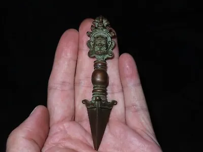Nepal Tibet Buddhist Copper Mahakhala Phurba Dagger Ritual Implement (y5) • $18
