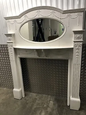 Beautiful Ornate Antique Edwardian Fire Surround With Mirror And Shelf • £275