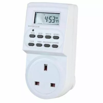 LCD 24 Hour 24HR Mains Plug-In Auto TIMER SWITCH Clock Socket UK 3 PIN LIGHTS • £12.92