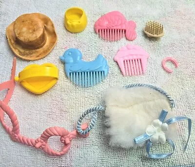 Vintage My Little Pony G1  Accessories 1980s MLP Bridle Brush Combs Fur Muff Hat • $25