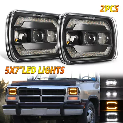 Pair 5x7  7x6  LED Headlights HI/LO H6054 For Dodge D150 D250 D350 W150 Ram 50 • $69.99