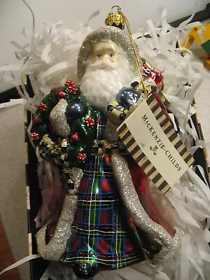 Mackenzie Childs Tartastic Father Christmas Glass Christmas Ornament 53913-2216 • $88