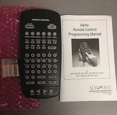 BRAND NEW 63407203 Adaptive Micro Systems Alpha Remote  For Sign&Manual&Battery • $33