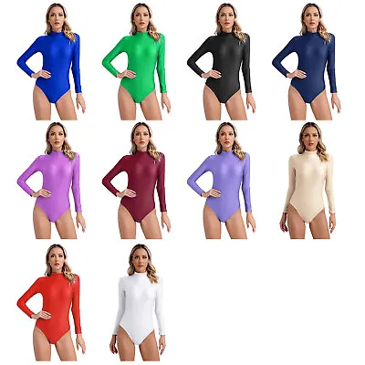 Womens Lingerie Mock Neck Leotard One Piece Bodysuit Stretchy Jumpsuit Romper • £23.75