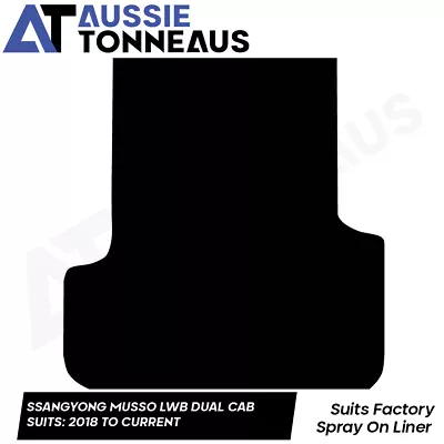 Rubber Ute Mat For Ssangyong Musso Dual Cab LWB With Factory Liner (2018-Curr) • $124.99