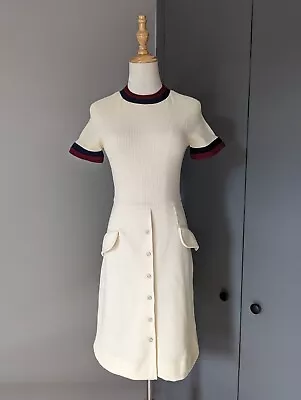 Vintage Jonathan Logan Knit Tennis Style Casual Elegant Beige Dress Size 8 • $79