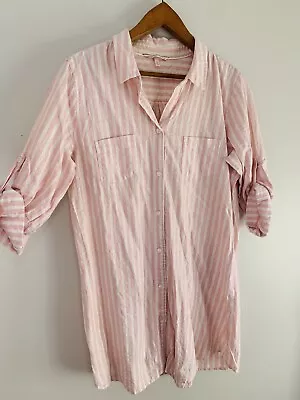 Victoria’s Secret Size L Pink & White Striped Pyjama Shirt Top Longline • $16