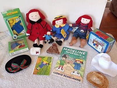 MADELINE~Cloth Doll Lot~4 Dolls Lunchbox Accessories Clothes Paper Dolls.... • $75