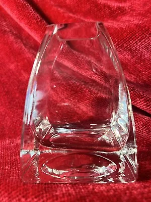 Vintage Art Glass Small Vase Hand Blown Weighty 4.25” Clear Abstract MGorgeous! • $36