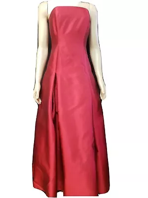 Melinda Eng Gorgeous Silk Wool Red Formal Women's Strapless Gown Dress Sz 6 #CB1 • $359