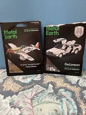 Metal Earth Delorean 3D Metal And P-51D Mustang Sweet Arlene Model Kit New • $9