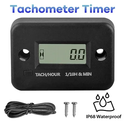 Digital Tachometer Chainsaw Engine Tach Hour Meter Lawn Mower Black 2/4 Stroke # • $10.25