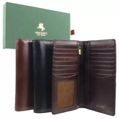 Mens Italian Leather Stylish RFID Protected Suit Wallet By Visconti Gift Box • $66.37