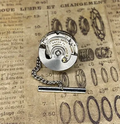ETERNA MATIC Watch Movement Tie Pin Tack Steampunk Torch Soldered Mens Jewelry • $60