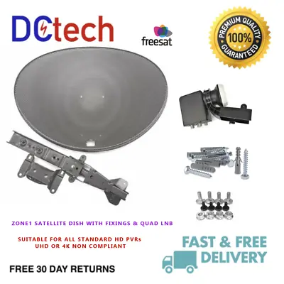 Zone 1 Satellite Dish & Quad Lnb For All Uk Standard Freesat & Sky+hd New • £38.89