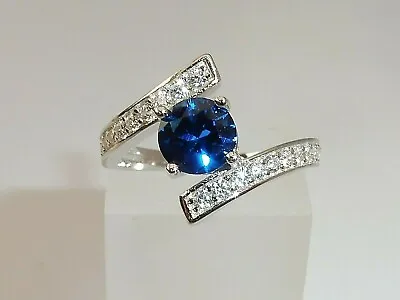 £26.85 • Buy Ladies Sterling 925 Solid Fine Silver 1 Carat Blue Spinel & White Sapphire Ring