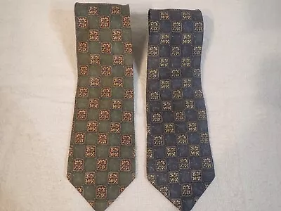 Vintage Van Heusen Neckties 100% Silk Lot Of 2 Geometric • $12