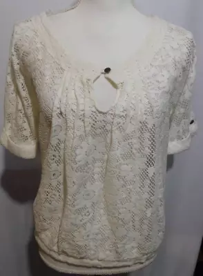 Nine West Size Small Vintage America Collection Pullover Crochet Lace SHIRT • $17.99