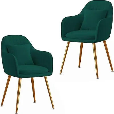 Set 2 Velvet Chiars Furniture Living Dining Room Accent Arm Chairs Upholstered • $102.59