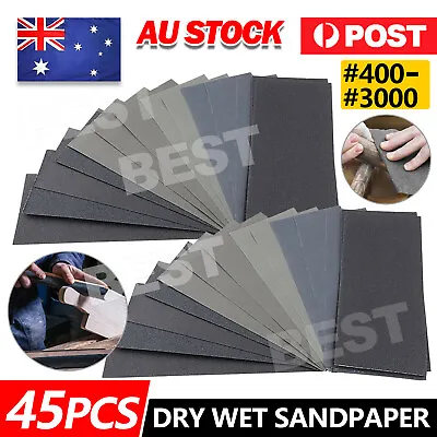Wet Dry Sandpaper Sanding Paper Abrasive Sheet 400 To 3000 Grit Waterproof Mixed • $8.95
