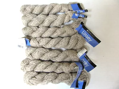 Berroco Linsey Yarn  7 Hanks Color 6557  Two Tone Beige  Cotton And Linen • $40