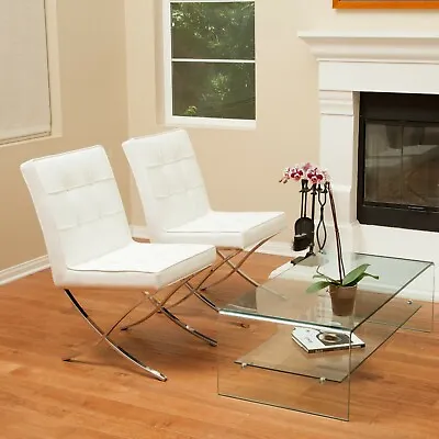 Pandora Modern Design White Leather Dining Chairs (set Of 2) • $254.02