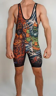 Men's Print Wrestling Singlet Adult Small • $59.48