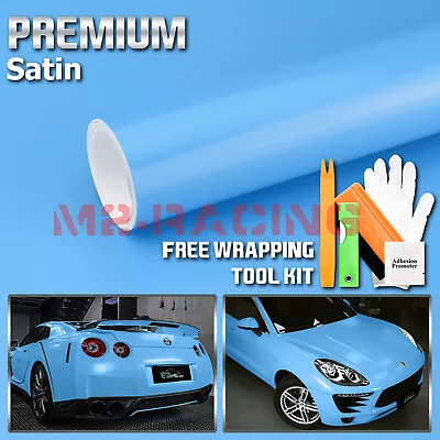 Premium Satin Baby Blue Matte Flat Vinyl Wrap Sticker Decal Film Bubble Free • $4.99