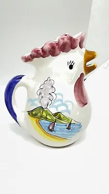 Vtg Italian Pottery Hand Painted Rooster Drinking Pitcher Italy Giovanni Centri • $20