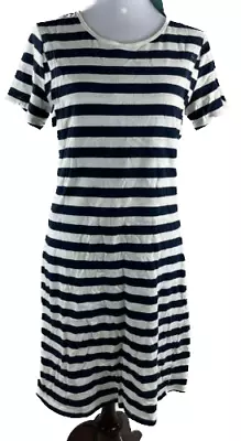 £4.40 • Buy Maternity Bag Navy Blue & White Striped T-shirt Dress - Size S - W/chest Opening