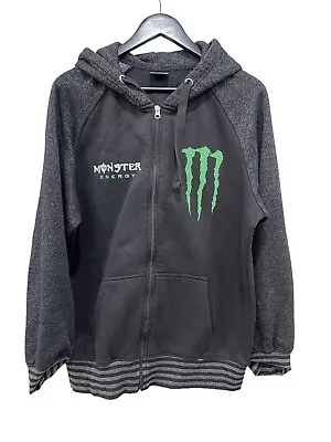 Monster Energy Full Zip Up Hoodie Sweatshirt Jacket Mens Size Medium Grunge Y2K • $29.43