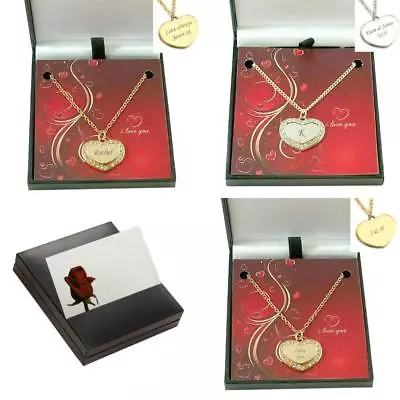 Engraved Heart Necklace In I Love You Gift Box Valentines Day Gift Romantic • £16.99