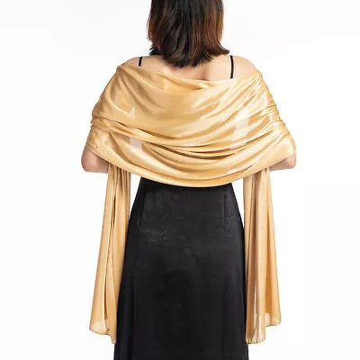 Womens Satin Wrap Shawl Scarf Cape Pashmina For Wedding Bridesmaid Evening Party • £7.89