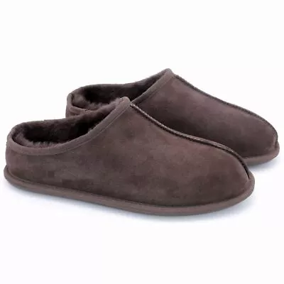 Kirkland Signature MEN'S SHEARLING CLOG SLIPPER Genuine Sheepskin Brown Suede • $19.97