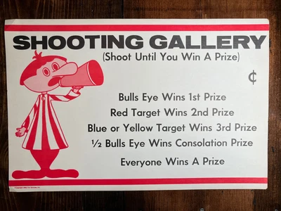 £58.42 • Buy Carnival Litho 1969 Shooting Gallery Sign Circus Amusement Park Midway FAIR ART
