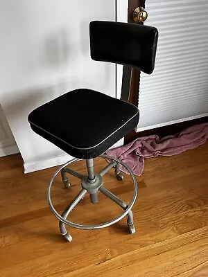Vtg Industrial METAL Drafting Stool Chair Art Deco Modern Antique Swivel Ajusto • $149.99