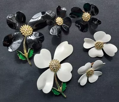 2 Sets Vintage Sarah Coventry Brooch Earrings ~ Dogwood  ~ Daisy Pattern Pin Set • $9.99