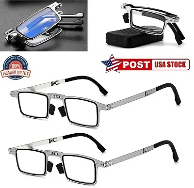 $7.37 • Buy 2 × Foldable Reading Glasses Portable Anti-blue Glasses Ultra-light W/ Case US