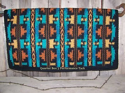 Broken Arrow Show Blanket - 38 X 34 (Black Base/Teal & Rust Accents) • $129.50